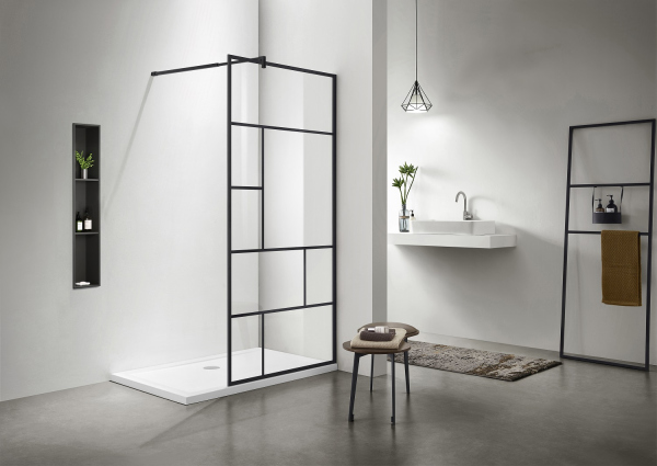 AQ NAG 6310-100 Душевая перегородка Aquatek Walk in, 1000x2000 профиль черный, стекло прозрачное