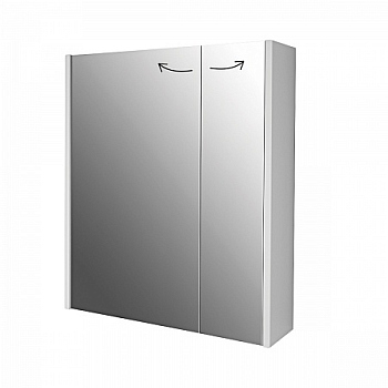 Зеркальный шкаф Dreja PRIME, 60 см, 2 дверцы, 2 стеклянные полки, белый