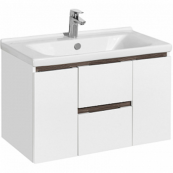Тумба с раковиной Акватон Рене 80 1A2586K0NRC80 белая/грецкий орех