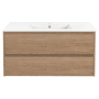 Тумба с раковиной Vincea Gio 100 подвесная, 2 выкатных ящика soft-close, N.Oak, VMC-2G100NO+VBS-13100