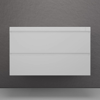 Тумба без раковины подвесная "Манхэттен 100" ЭМАЛЬ 100 2 ящика PLUS белый матовый, ЛС-00002356