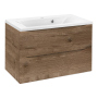 Тумба с раковиной Vincea Mia 750 подвесная, 2 выкатных ящика soft close, V.Oak, VMC-2MA750VO+VCB-3M750G