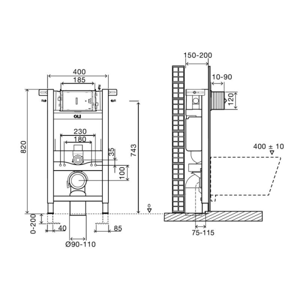Система инсталляции для унитазов OLI Expert Evo/Speed пневматика