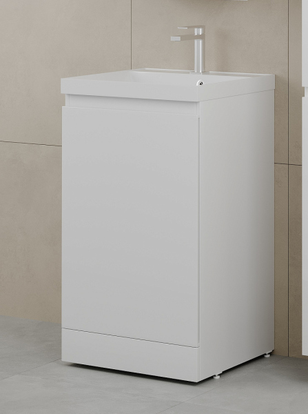 Тумба без раковины напольная "БАТЛЕР" 500 Люкс антискрейтч белый глянец PLUS, СС-00002488