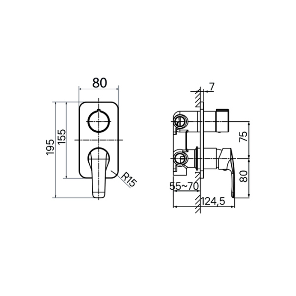 Встраиваемый смеситель с тремя выходами, черный матовый, Ray, IDDIS (RAYBL00i68)