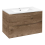 Тумба с раковиной Vincea Mia 800 подвесная, 2 выкатных ящика soft close, V.Oak, VMC-2MC800VO+VBS-13980MA