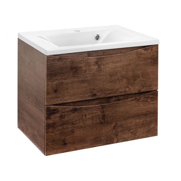Тумба без раковины Vincea Mia 650 подвесная, 2 выкатных ящика soft close, R.Wood, VMC-2MA650RW