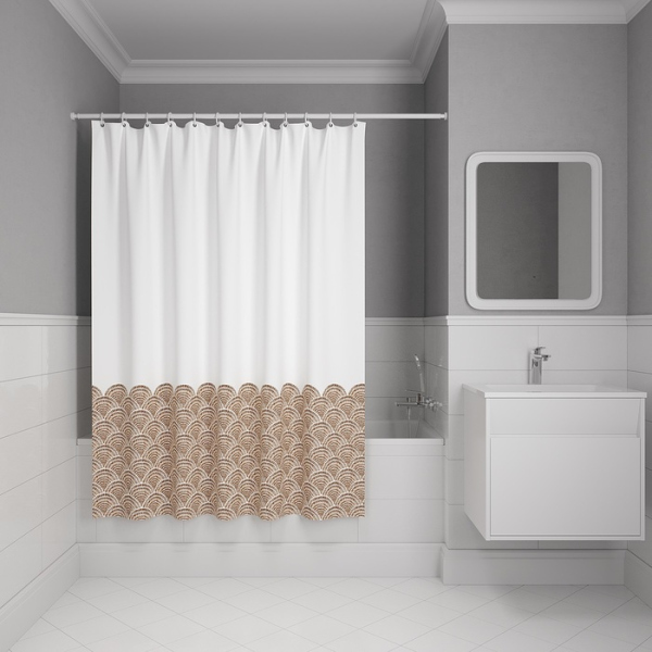 Штора для ванной, 200x180 см, Полиэстер, коричневый, IDDIS (BW03P18i11)