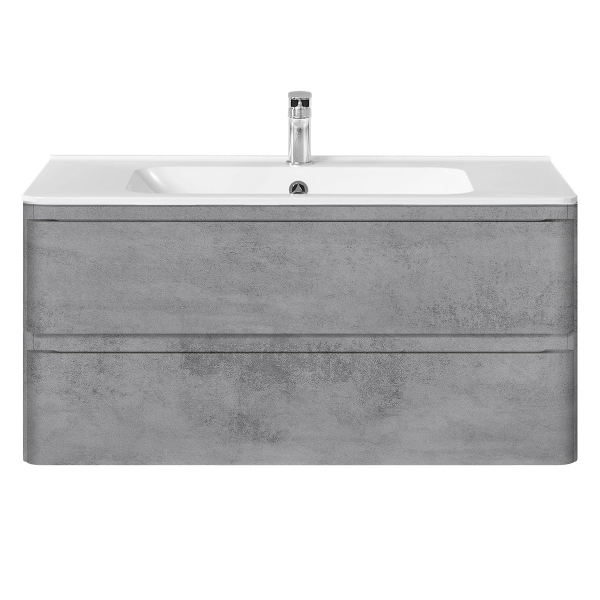 Тумба с раковиной Vincea Vico 1000 подвесная, 2 выкатных ящика soft close, Beton, VMC-2V100BT+VCB-2VP100W