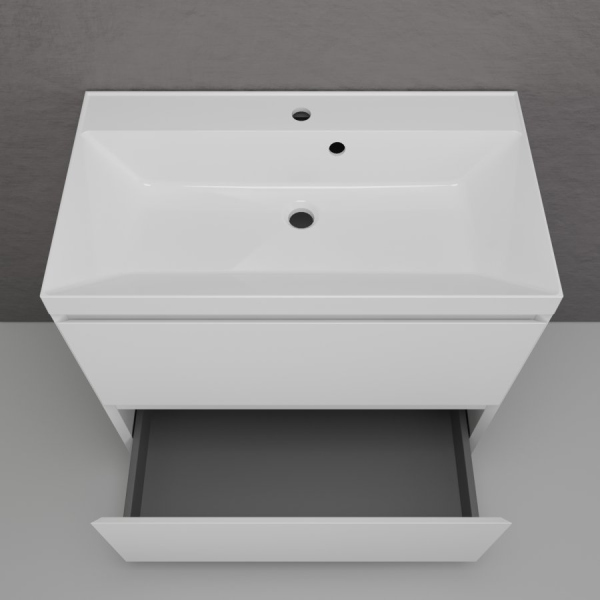 Тумба без раковины напольная "Манхэттен 80" ЭМАЛЬ 80 2 ящика PLUS белый матовый, ЛС-00002371