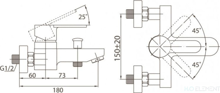 Смеситель для ванны BelBagno Tanaro TAN-VASM-CRM