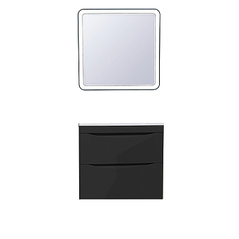 Тумба подвесная Style Line "Бергамо мини 80" (2 ящ.) черный, PLUS (без раковины)