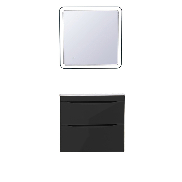 Тумба подвесная Style Line "Бергамо мини 80" (2 ящ.) черный, PLUS (без раковины)