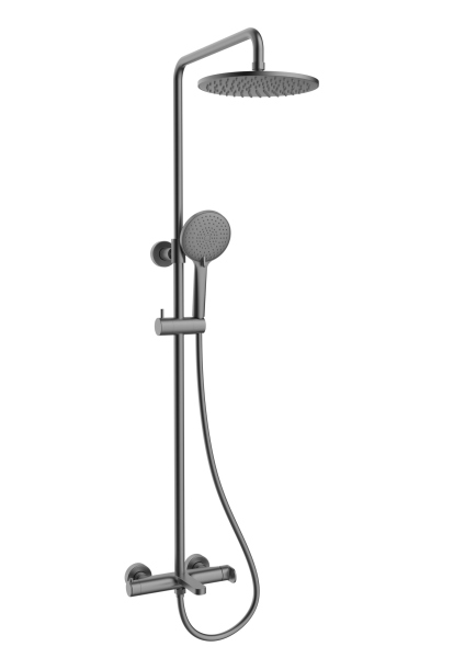 Душевая стойка Vincea Rondo VSFS-1R1GM с изливом, вороненая сталь