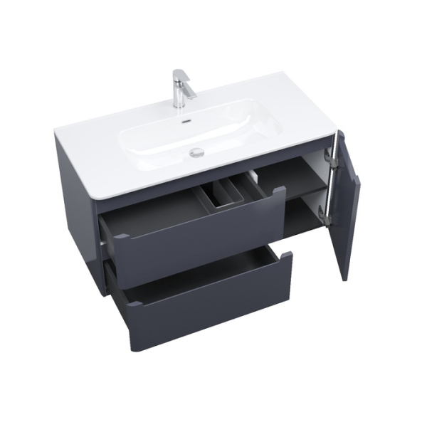 Тумба с раковиной, подвесная, 100 см, темно-серый, Edifice, IDDIS (EDI10D0i95K)