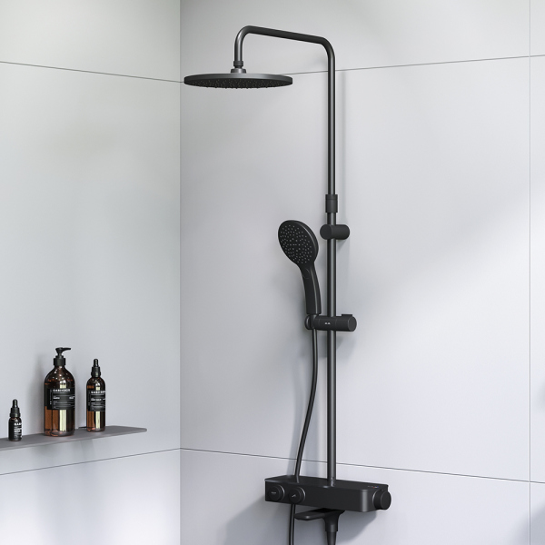 Душевая система AM.PM Inspire V2.0 F0750A522 с термостатом Черная матовая