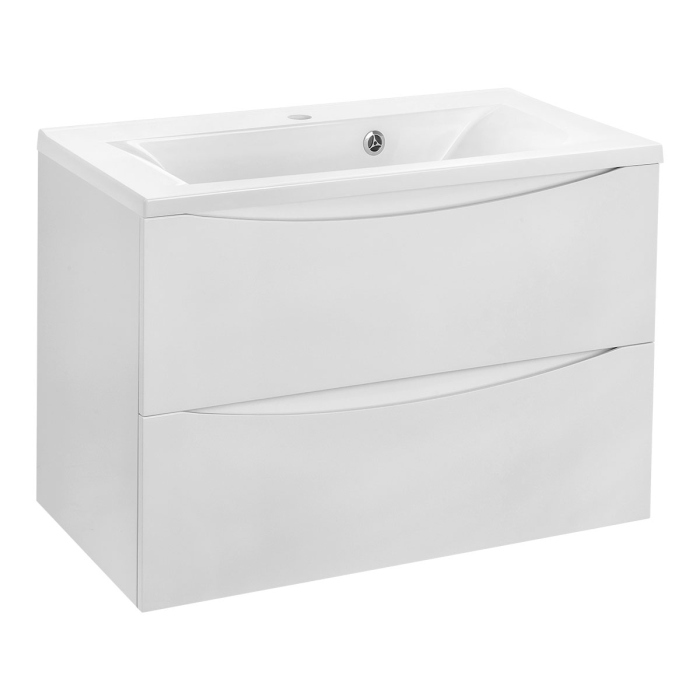 Тумба с раковиной Vincea Mia 800 подвесная, 2 выкатных ящика soft close, G.White, VMC-2MA800GW+VCB-3M800B