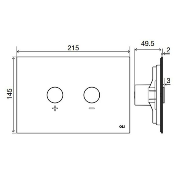 Панель пневматическая двойная OLI Blink, сталь, глянец, антивандальный