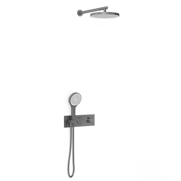 Душевой комплект Vincea VSFW-422T2GM встраиваемый, термостатический, 2 режима, вороненая сталь
