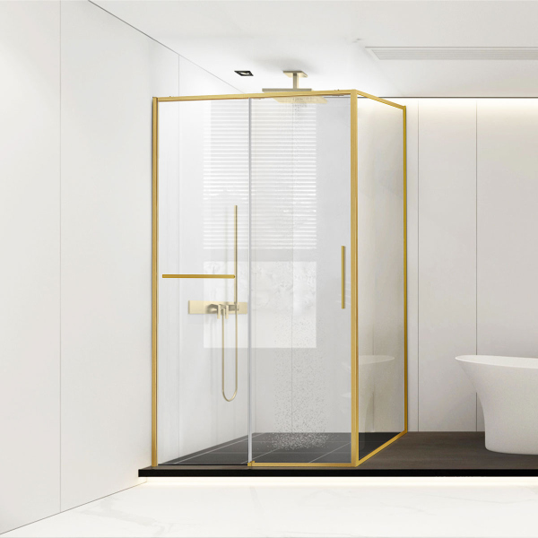 Душевой уголок Vincea Slim Soft VSR-1SS9014CLG, 1400*900, брашированное золото, стекло прозрачное