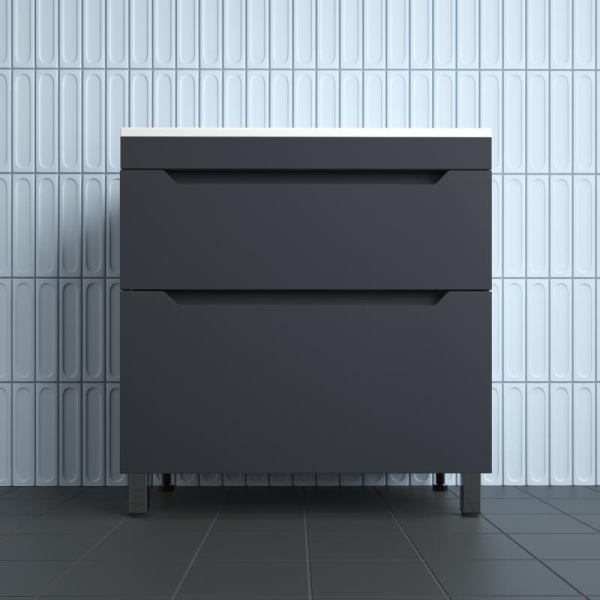 Тумба без раковины напольная "Остин" 80 2 ящ графит эмаль PLUS, ЛС-00002396