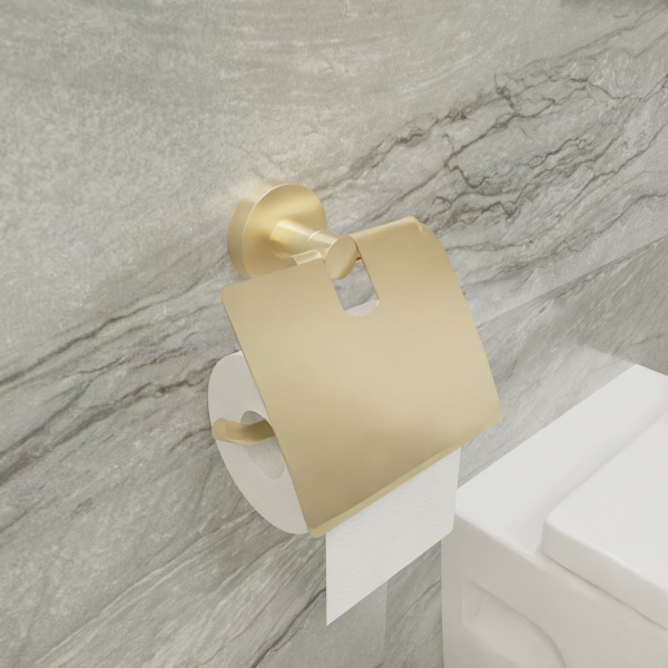 Бумагодержатель с крышкой золото-сатин Fixsen Comfort Gold (FX-87010) Бумагодержатель с крышкой золото-сатин Fixsen Comfort Gold (FX-87010)