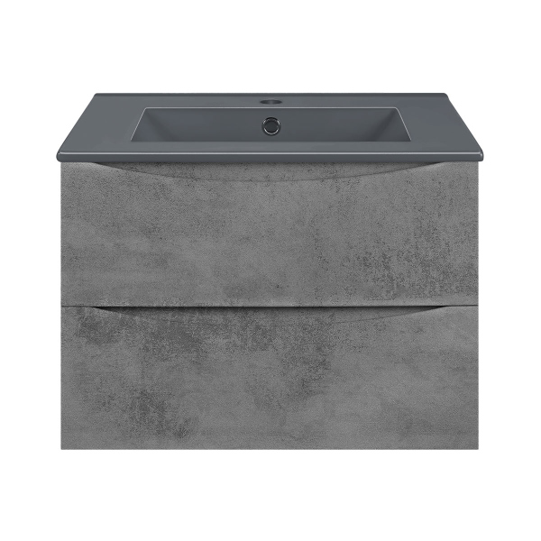 Тумба с раковиной Vincea Mia 600 подвесная, 2 выкатных ящика soft close, Beton, VMC-2MC600BT+VBS-13960MA