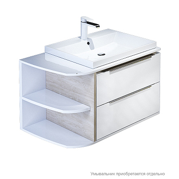 Тумба для ванной комнаты, подвесная, белая/под дерево, 80 см, Calipso, IDDIS, CAL80W0i95