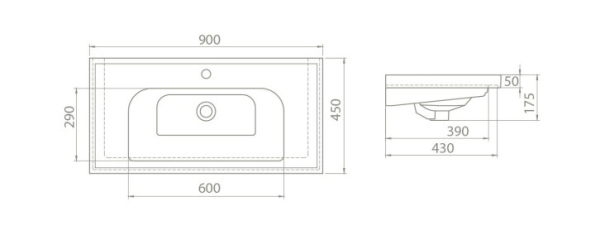 Мебельная раковина Smile CeraStyle Frame 90