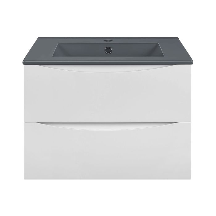 Тумба с раковиной Vincea Mia 600 подвесная, 2 выкатных ящика soft close, G.White, VMC-2MC600GW+VBS-13960