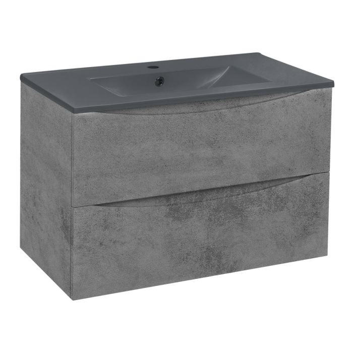 Тумба с раковиной Vincea Mia 750 подвесная, 2 выкатных ящика soft close, Beton, VMC-2MC750BT+VBS-13975
