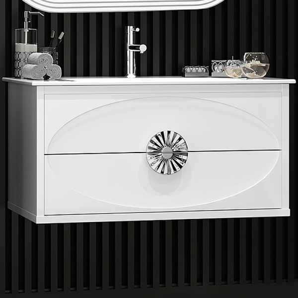 Тумба без раковины Opadiris Ибица 90, подвесная, цвет белый/хром, 00-00003606