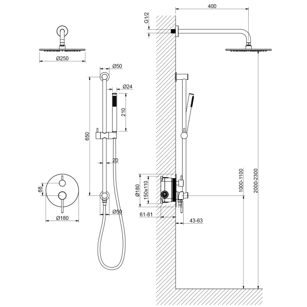 Душевая система встроенная Timo Saona (SX-2309/03SM)