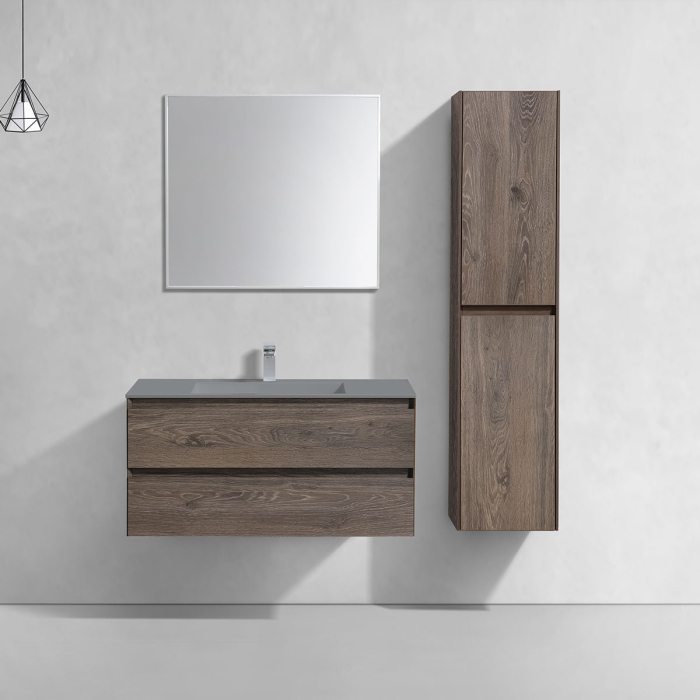 Тумба с раковиной Vincea Luka 1000 подвесная, 2 выкатных ящика soft-close, R.Oak, VMC-2L100RO+VCB-13100B