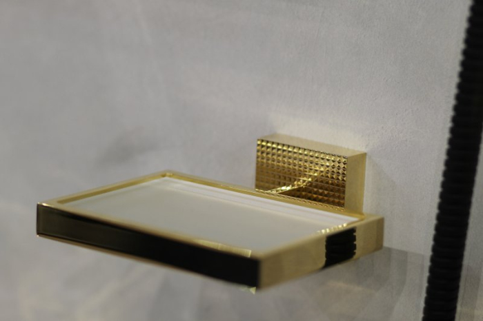 PRIZMA-SODD-03/24 Мыльница подвесная, стекло матовое, Золото