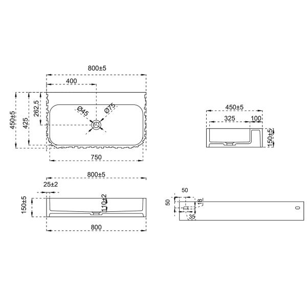 Раковина подвесная ABBER Stein AS2652-0.8 белая матовая