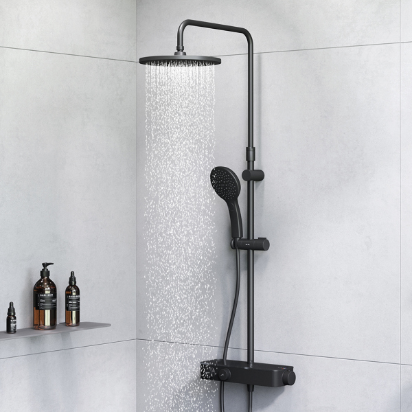 Душевая система AM.PM Inspire V2.0 F0750A422 с термостатом Черная матовая