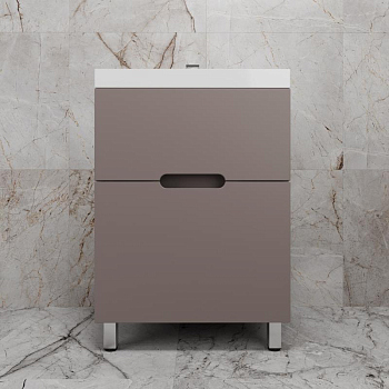 Тумба без раковины напольная "Матис 70" 70 (2 ящика), ТАУП ТЁМНЫЙ, ЭМАЛЬ, ЛС-00002436