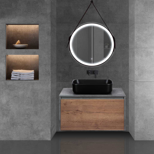 Тумба без раковины Vincea Mesa 800 подвесная, T.Oak + Beton, VMC-2MS800TB