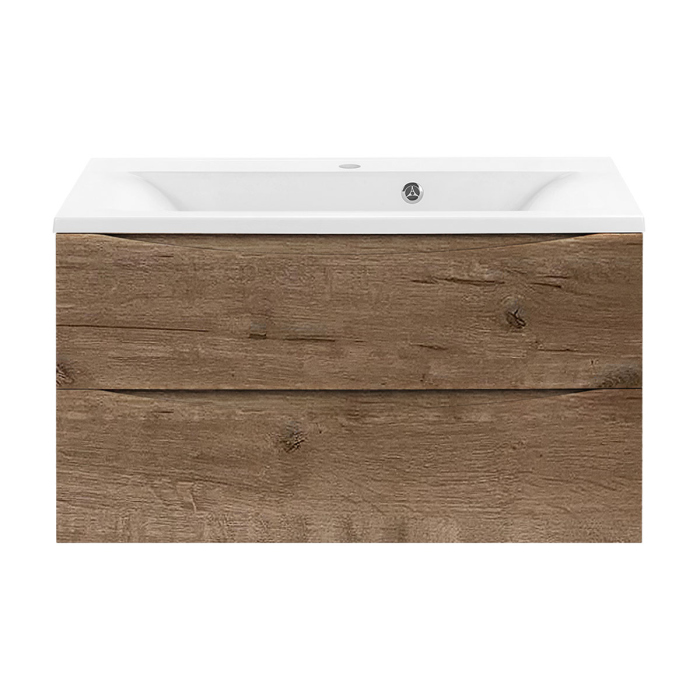 Тумба с раковиной Vincea Mia 900 подвесная, 2 выкатных ящика soft close, V.Oak, VMC-2MA900VO+VCB-3M900W