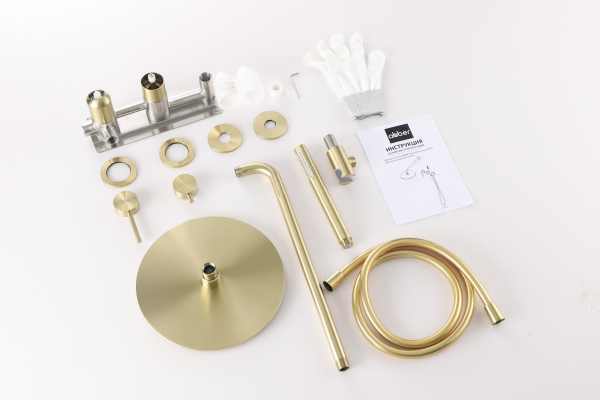 Душевая система ABBER Wasser Kreis 316 AF8118BG скрытого монтажа без излива, золото брашированное