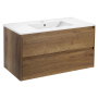 Тумба с раковиной Vincea Gio 100 подвесная, 2 выкатных ящика soft-close, T.Oak, VMC-2G100TO+VBS-13100MB