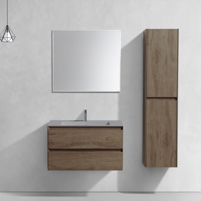 Тумба с раковиной Vincea Luka 800 подвесная, 2 выкатных ящика soft-close, R.Oak, VMC-2L800RO+VCB-13800G