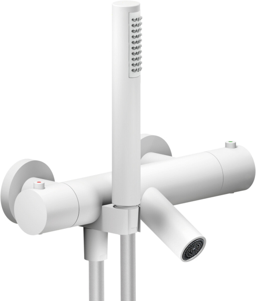 LV00010/2WM LIVE термостатический смеситель для ванны с ручным душем матовый белый