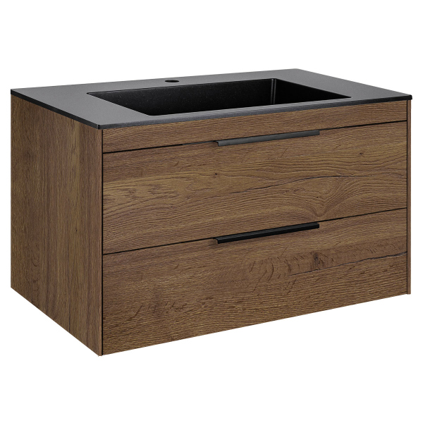 Тумба с раковиной Vincea Chiara 2D 800 подвесная, T.Oak, VMC-2C2800TO+VCB-13800W