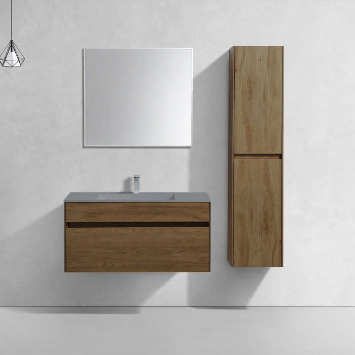 Тумба с раковиной Vincea Chiara 1000 подвесная, 1 выкатной ящик soft-close, T.Oak, VMC-2C100TO+VCB-13100W
