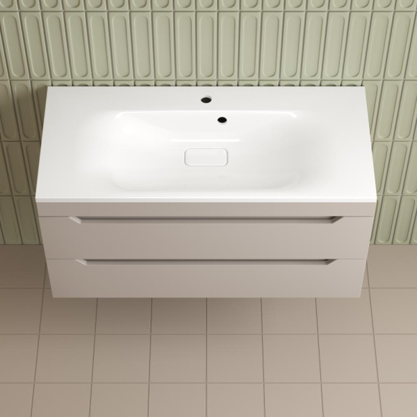 Тумба без раковины подвесная "Остин" 100 2 ящ крем эмаль PLUS, ЛС-00002409