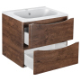 Тумба с раковиной Vincea Paola 600 подвесная, 2 выкатных ящика soft close, R.Wood, VMC-2P600RW+VCB-2VP600B