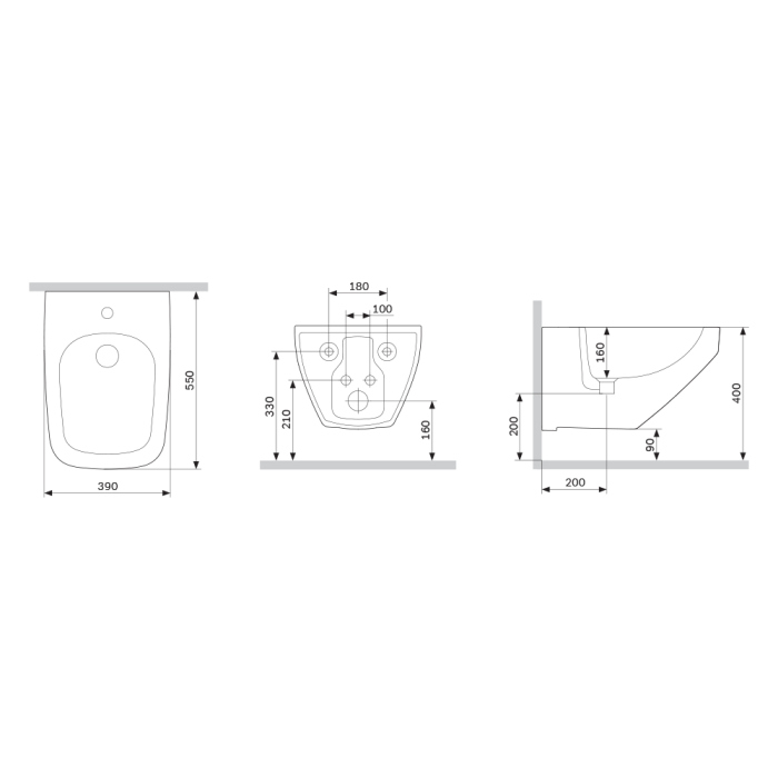 Биде подвесное AM.PM Inspire V2.0, C50A3411WH