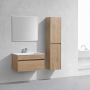 Тумба с раковиной Vincea Chiara 800 подвесная, 1 выкатной ящик soft-close, N.Oak, VMC-2C800NO+VCB-13800G